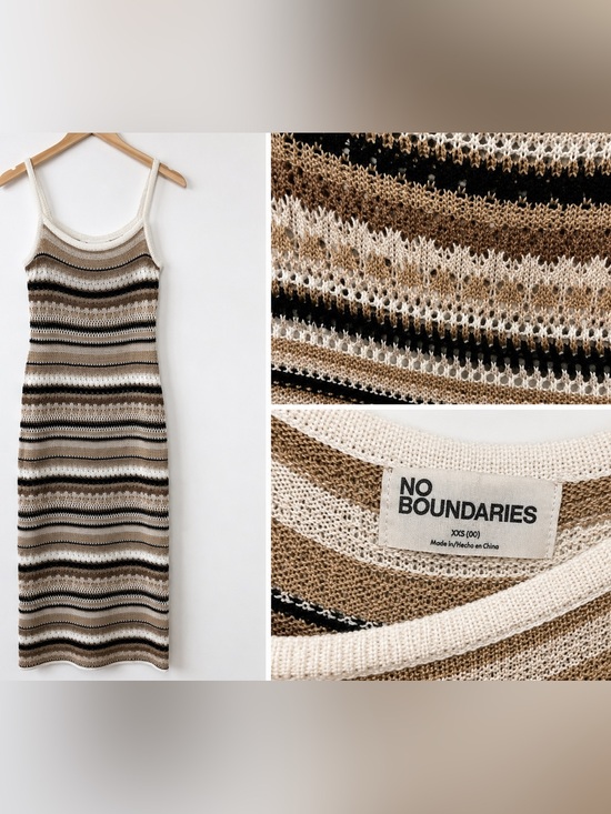 No Boundaries Dresses & Skirts - No Boundaries Striped Knit Midi Dress XXS (00) Neutral Bodycon Tank Dress